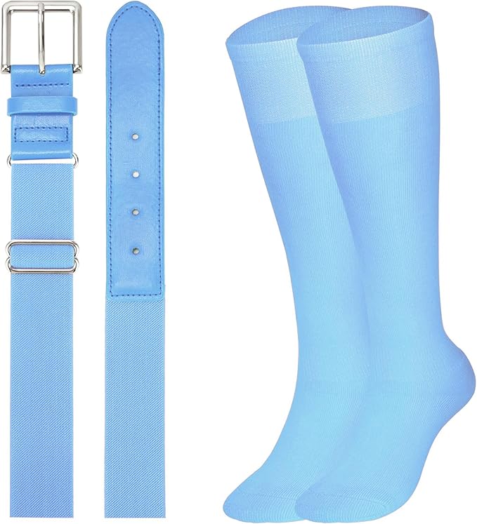 XZQTIVE Baseball Softball Socks and Baseball Softball Belt Combo Set Knee-High Soccer Socks for Kids Youth Adult