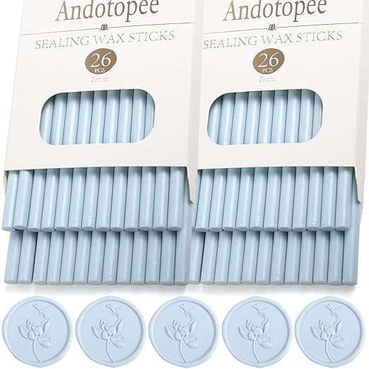 52pcs Pale Blue Sealing Wax Sticks, Andotopee Glue Gun Wax Seal Sticks by Andotopee