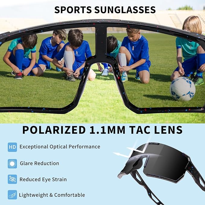 YDAOWKN Kids Sunglasses Youth Baseball Sunglasses Boys Girls Softball Cycling UV400 Protection Sports Goggles