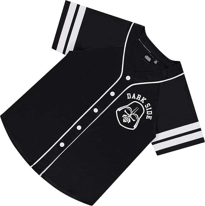 STAR WARS Ladies Baseball Jersey - Darth Vader, Luke Skywalker and Baby Yoda Mesh Button Down Baseball Jersey