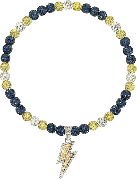 Baseball Necklace for Men 16/18/20 Inch Bling Ice Collection Lightning Bolt Pendant Necklace for Women Rhinestone Clay Beaded Discoball Accessories Gifts for Baseball Team Players Lovers