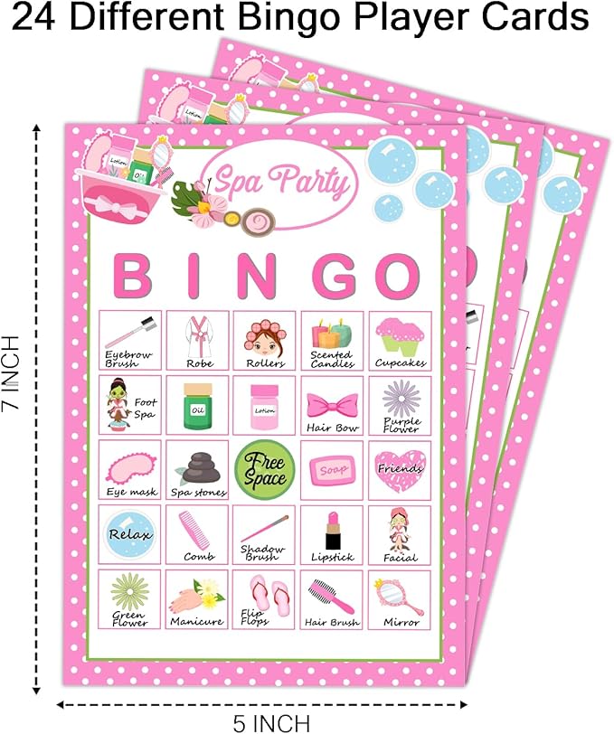 Spa Party Bingo Game Cards, Beauty Themed Bingo Card - Image 3