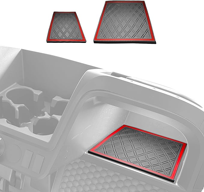 Xtreme MATS 2024-2025 EZGO RXV Compatible Dash Mat for Golf Carts - Double Diamond Rubber Liner for GolfCar Cubbies - Glovebox Liner- Golf Cart Accessory - Red Trim