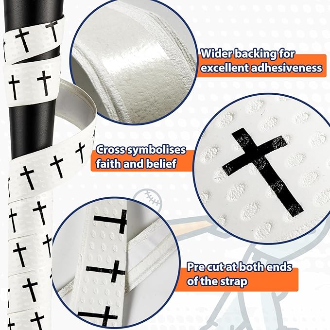 Baseball Bat Grip Tapes 1.5mm Precut and Full Adhesive Softball Grip Tape,Non-Slip Baseball Bat Wrap Tape Religious Cricket Batting Tape Replacement