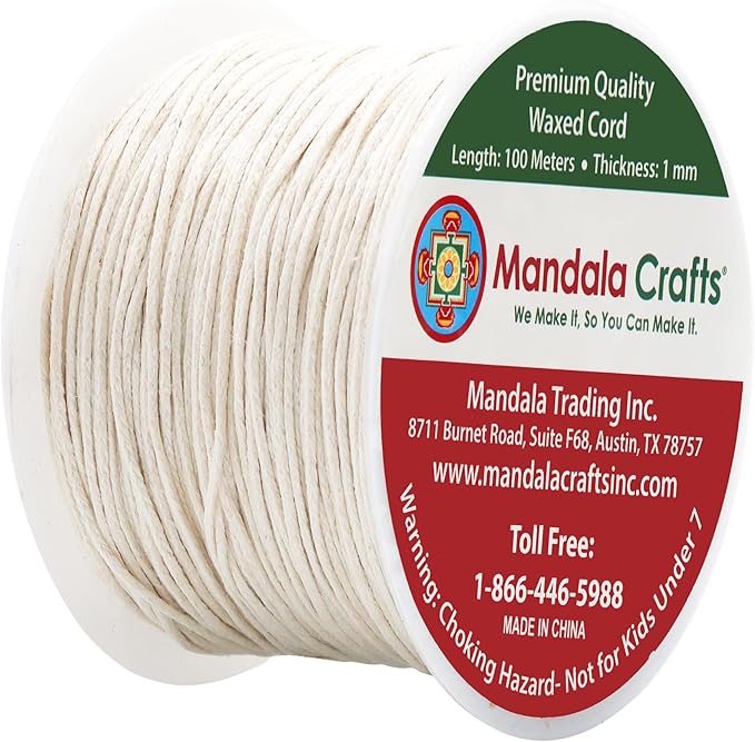 Mandala Crafts 1mm 109 Yards Ivory Cotton Waxed Cord - Image 2