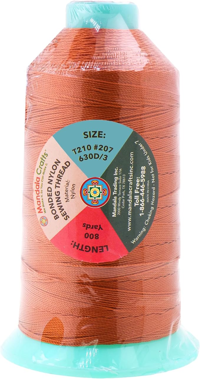 Mandala Crafts Bonded Nylon Thread Burnt Orange Heavy Duty Sewing Threads - Image 3