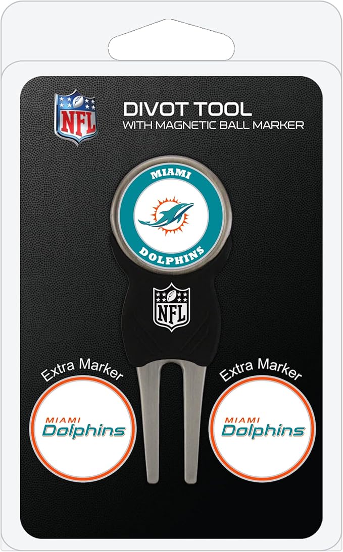 Team Golf NFL Divot Tool with 3 Golf Ball Markers Pack, Markers are Removable Magnetic Double-Sided Enamel