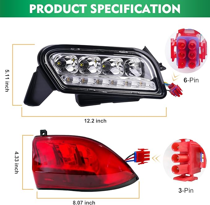 DRIVE UP Club Car LED Tempo Light Kit for Club Car Tempo Golf Carts, Golf Cart LED Headlight and Tail Light with Harness Kit for Tempo Gas and Electric Golf Carts