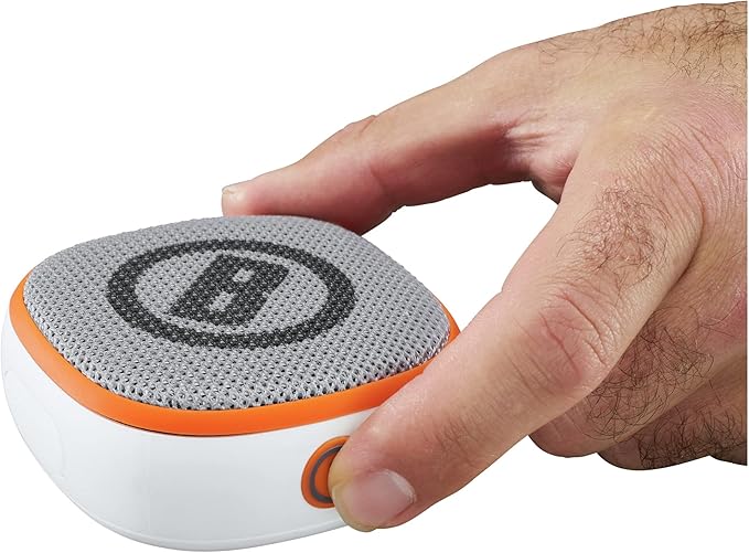 Bushnell Disc Jockey -Bluetooth -Speaker, Lightweight Disk Golf -Speaker with Distance to Basket -GPS, White/Orange, Small