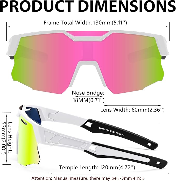 FEISEDY Kids Sunglasses Youth Baseball Sun Glasses, UV400 Sports Teens Cycling Shades for Boys Girls Age 8-16 B0048
