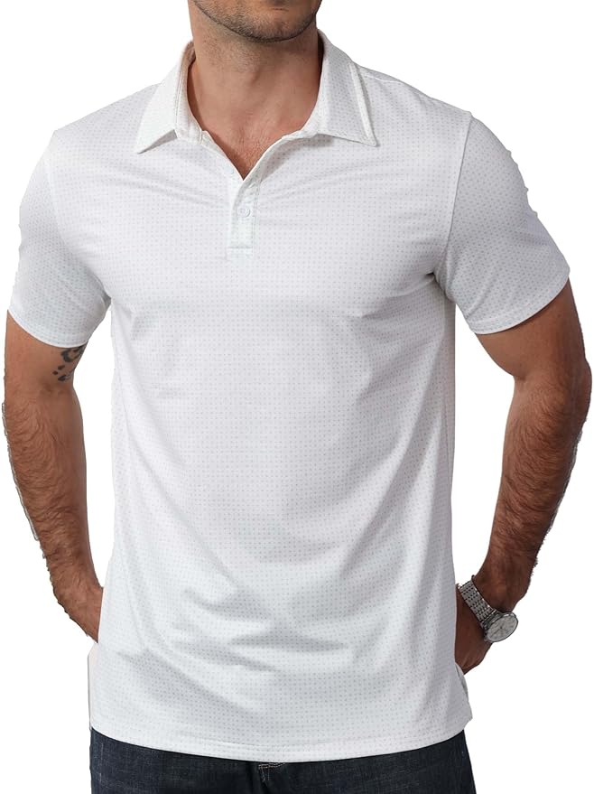 Men's Golf Polo Shirts Short Sleeve Moisture Wicking Dry Fit Performance Print Patterns Collared Polo Shirt