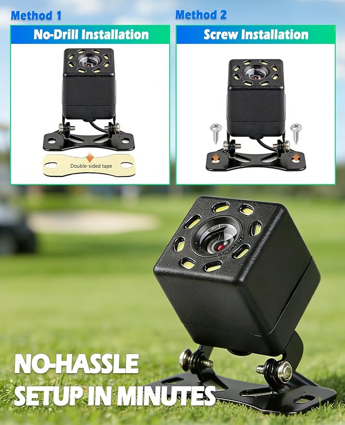Golf Cart Backup Camera, Waterproof Golf Cart Accessories with 4.3" 16:9 Monitor for Club Car EZGO Yamaha UTV, Direct 17-60V Battery Hookup, No-Drill Installation Golf Cart Rear View Reverse Camera