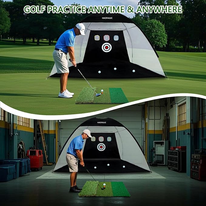 Golf Nets for Backyard Driving Real Golf Balls with Strike Zone Target - 10x7ft Heavy Duty Practice Net, Portable Golf Hitting Net for Outdoor/Indoor Training, Gifts for Men Dad Him and Golfer