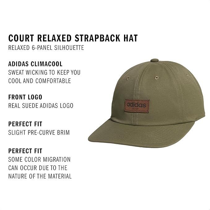 adidas Unisex Adult Court Hat – Relaxed Fit Retro Strapback Baseball Cap