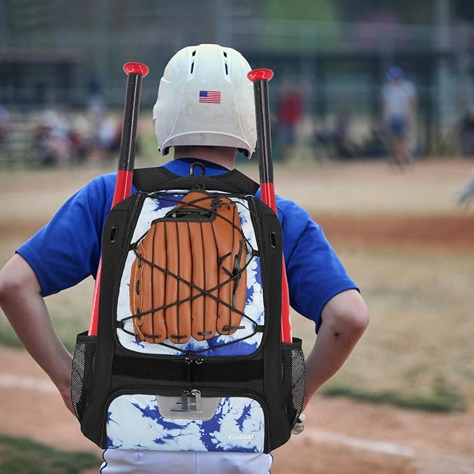Goloni | Baseball Backpack,Baseball Bag for Adult,Softball Bat Bag with Shoes Compartment,Large Main Compartment for Helmet & accessories, Fence Hook
