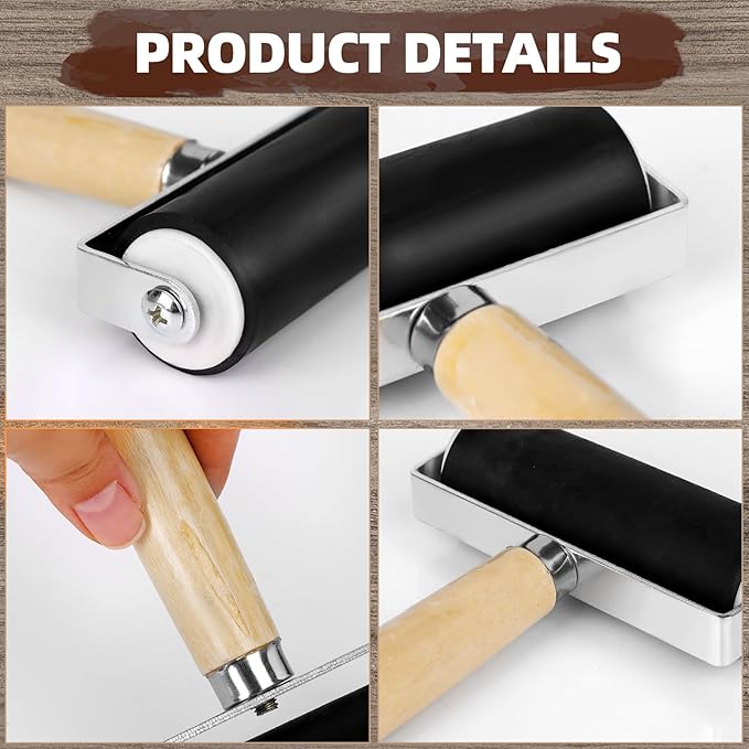 9 Pack Rubber Brayer Roller 1.4/2.4/4 Inch Art Craft Roller Hard Rubber Brayer - Image 3