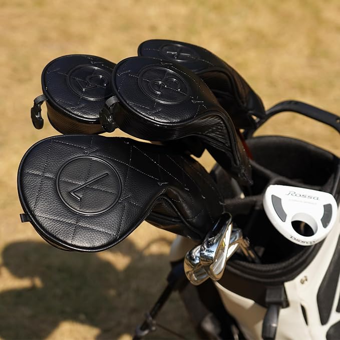 Craftsman Golf Modern Style Premium Black Golf Headcover for 3 5 7 Woods and Driver Hybrids