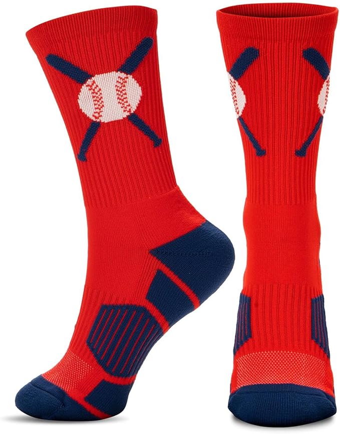 ChalkTalkSPORTS Baseball Socks - Performance Socks for Baseball Players - Crossed Bats - Youth and Adult Sizes