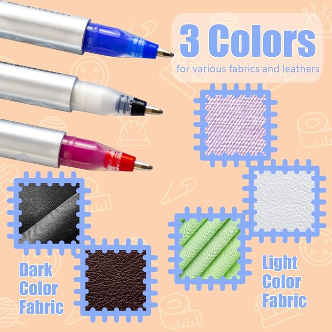 Heat Erasable Fabric Marking Pens Set | 11Pcs 3 Colors | Increase Ink Capacity - Image 5