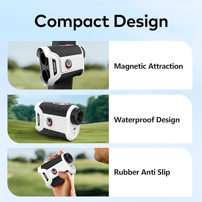 Magnetic Golf Rangefinder with Slope, 1200/1500Yd Range Finder Golf, Switch for Tournament, 7X Magnification Flag Lock, Rechargeable Distance Measurment Device Accessory for Men