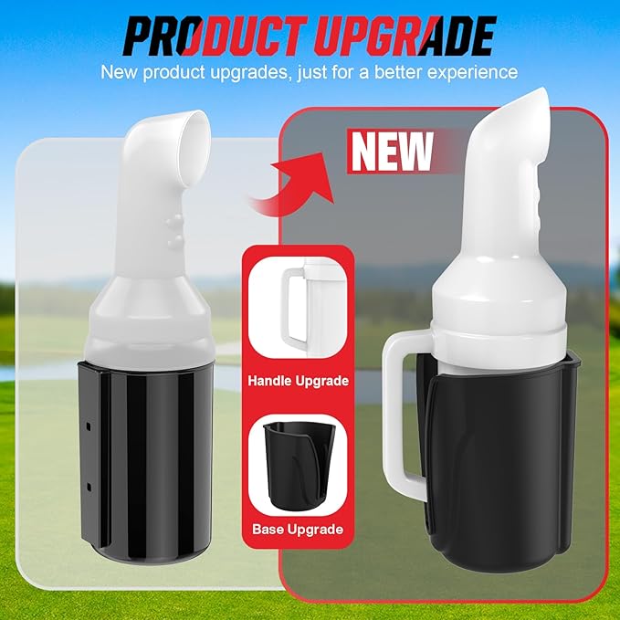 Universal Golf Cart Sand Bottle with Holder, No Drilling Golf Cart Divot Filler Sand Bottle with Handle for Club Car, EZGO, Yamaha Carts with 1" Square Tube Bracket, Seed Container, 1PCS