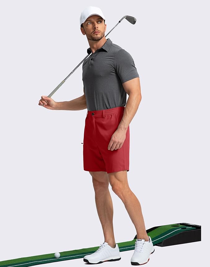 Pinkbomb Men's Golf Shorts with 6 Pockets Stretch Quick Dry Hiking Work Dress Shorts for Men