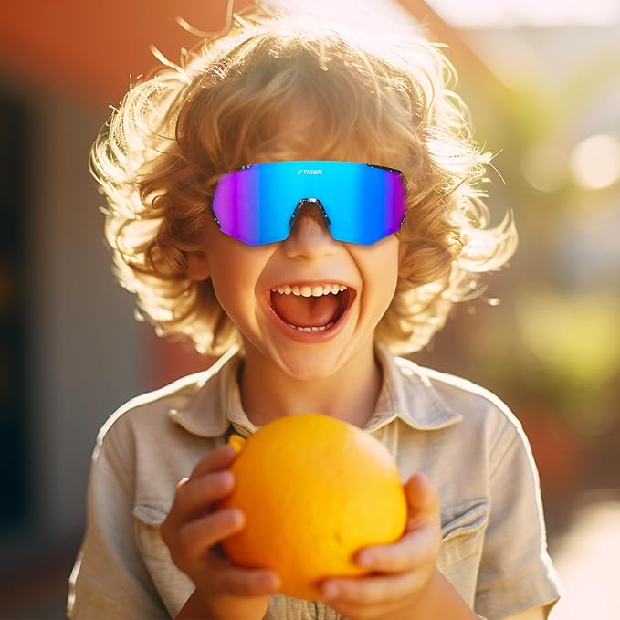 X-TIGER Polarized Youth Baseball Sunglasses UV400 Kids Sunglasses Boys Girls 8-12 Youth for Softball Cycling Sports Glasses