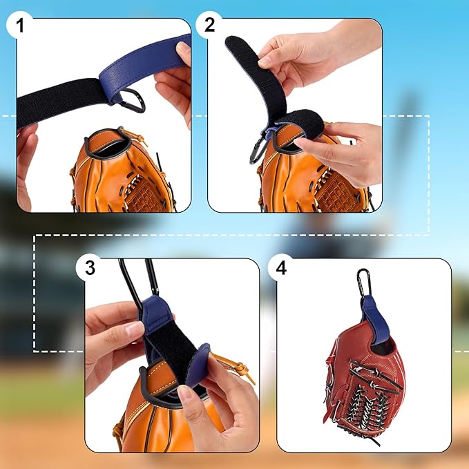 Adjustable Baseball Glove Clip, Adjustable Baseball Glove Holder for Bag with Hanging Loops Sports Training Gear Organization Clip Bag Tool for Drying Charms Team Gifts