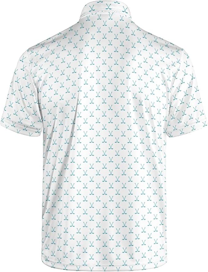 Golf Polo Shirts for Men Funny Print Short Sleeve Golf Shirts Performance Golf Polos