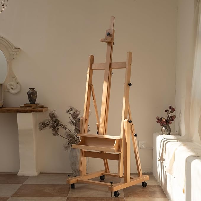 MEEDEN Enlarged Heavy-Duty H-Frame Easel: Artist Solid Beech Wooden Studio Easel - Image 8