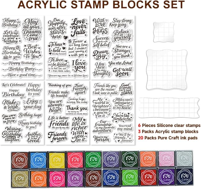 6 Pcs Greeting Words Clear Stamps - Image 2