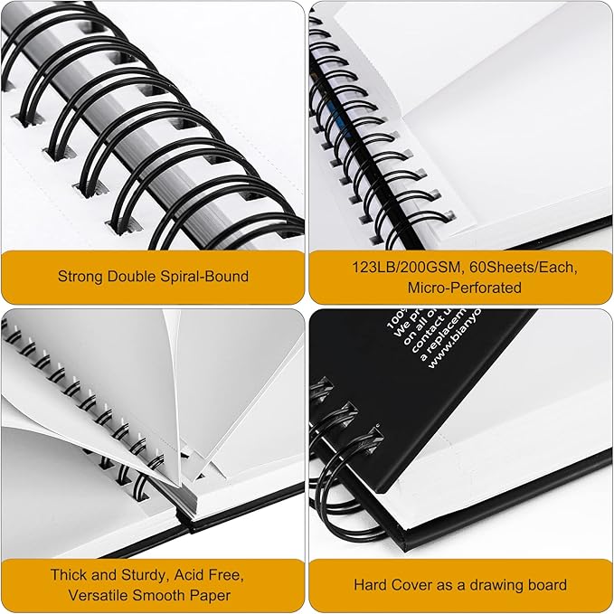 Bianyo Mixed Media Paper Pad, 60 Sheets/Each, 123 LB/200 GSM, Spiral-Bound Pad - Image 3