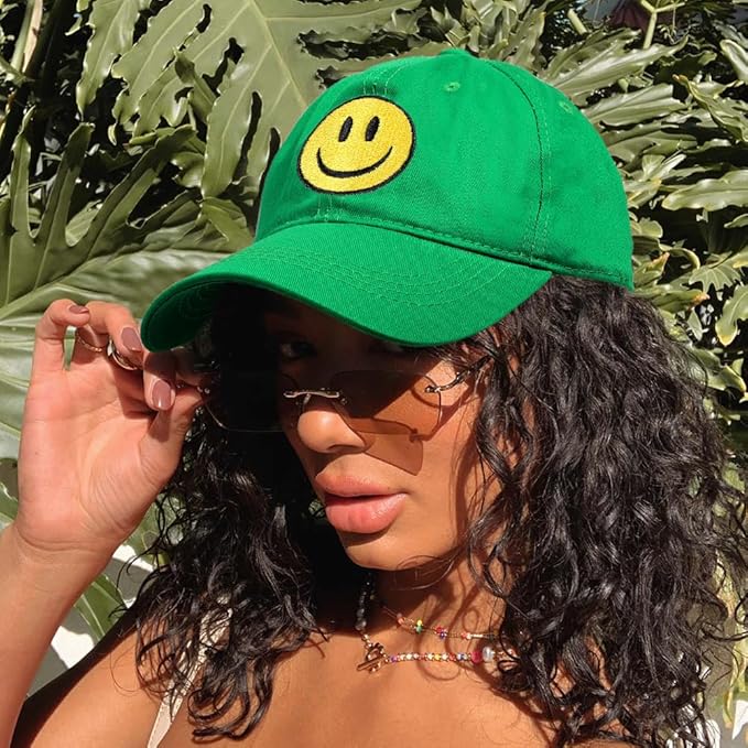 Smile Face Baseball Cap for Women Men Cute Baseball Caps Unstructured Cotton Dad Hat