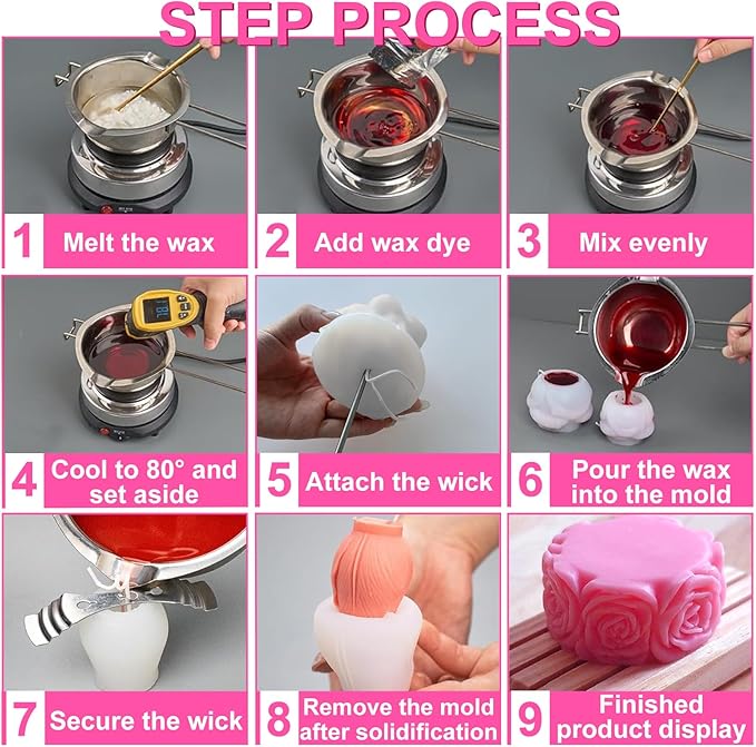 Rose Flower Column Candle Molds Day Cylinder Resin Casting Mold - Image 3