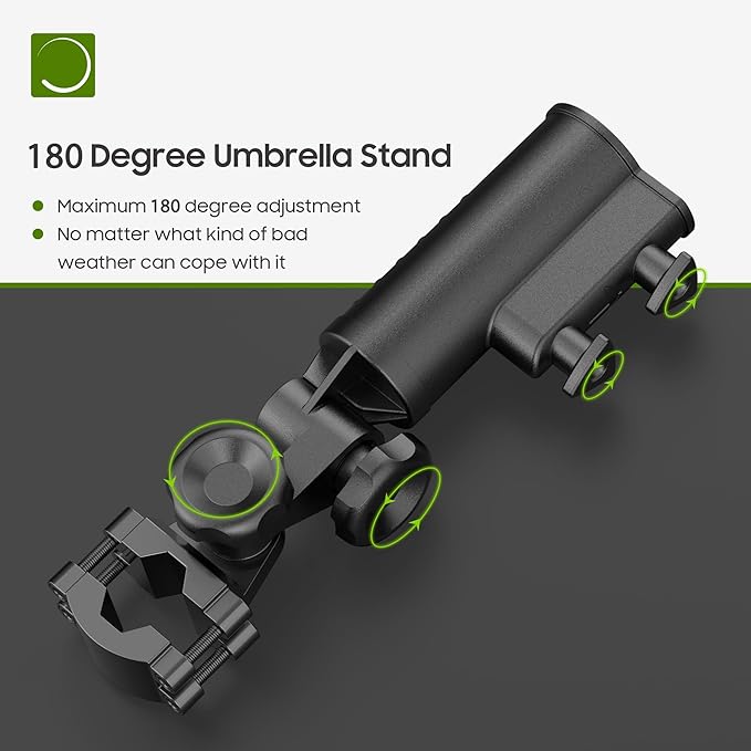 Golf Push Cart Umbrella Holder-Heavy Duty Aluminium Alloy Base Holder 180 Degree Rotation, Universal Holder for Golf Cart, Strollers, Bike, Wheelchair, Beach Chair