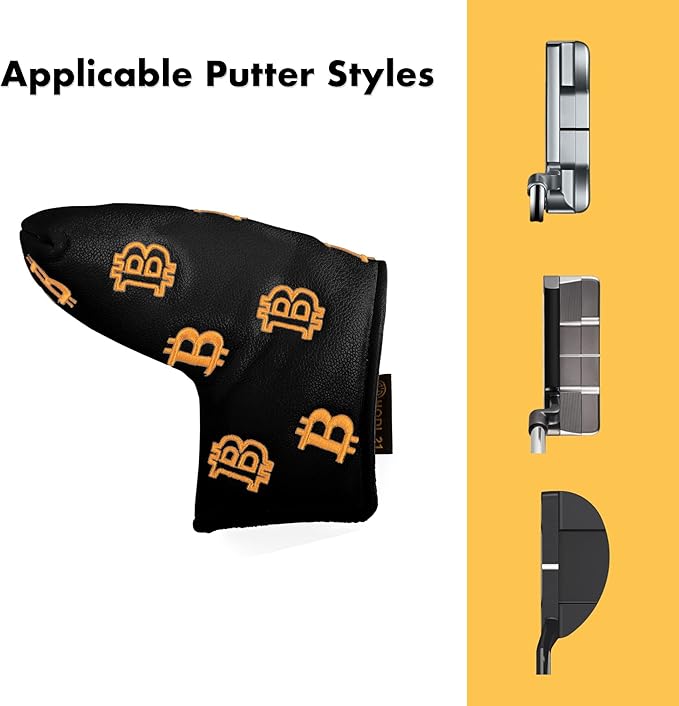 Bitcoin Golf Putter Cover for Blade and Mallet Putters - Golf Headcovers for Club Protection - HODL 21 Golf Accessories
