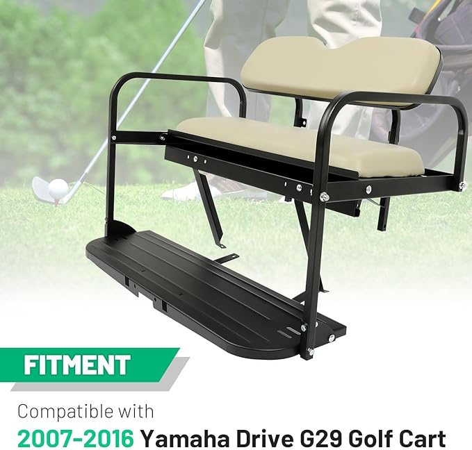 ECOTRIC Back Rear Flip Seat Kit Compatible with 2007-2016 Yamaha Drive G29 Golf Cart Flip Folding Down Powder Coated White
