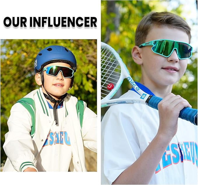 DUCO Kids Sunglasses Youth Baseball Sun Glasses Lightweight TR90 Frame UV400 Sports Cycling Shades for Boys Girls DK268
