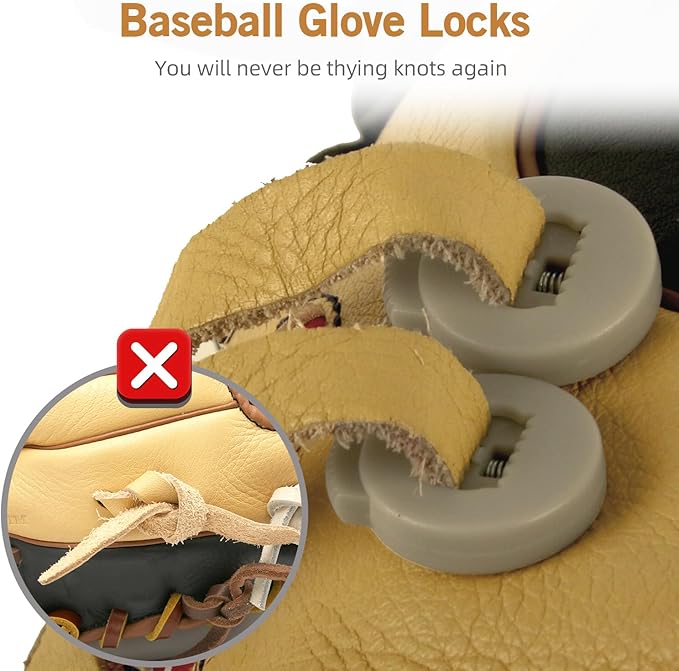 AliBall Glove Locks, Lace Locks for Baseball Glove 8 Pack, Never Need Thying Knots Again, Strong Elasticity, Made Plastic and Springs, Fits All Gloves, Baseball Gloves Accessories