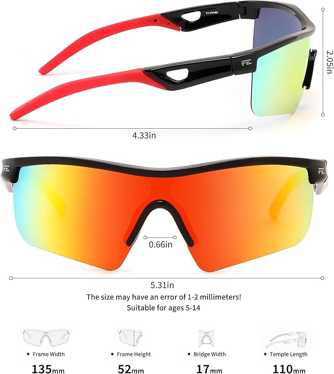 FEISEDY Kids Teens Baseball Polarized Sunglasses Sports TR90 Frame Boys Girls Cycling B2454