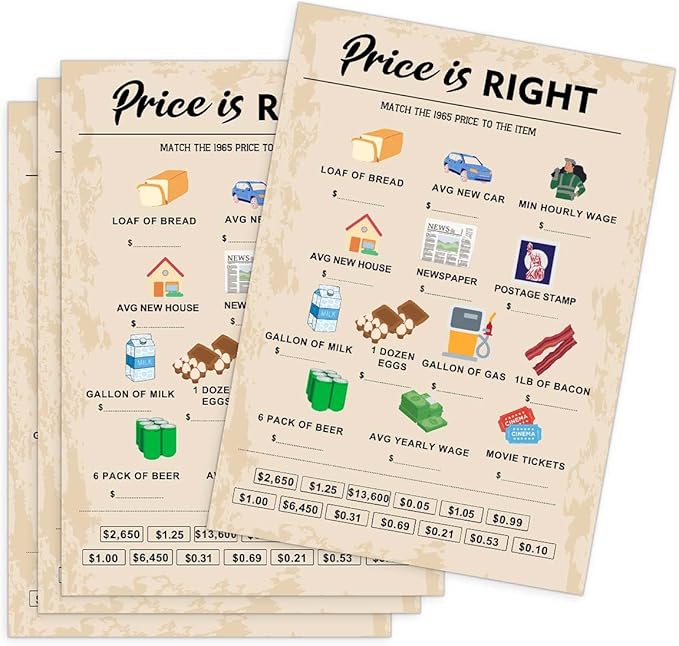 60th Birthday Party Games, Price is Right Games, Birthday Party Supplies by QUPT