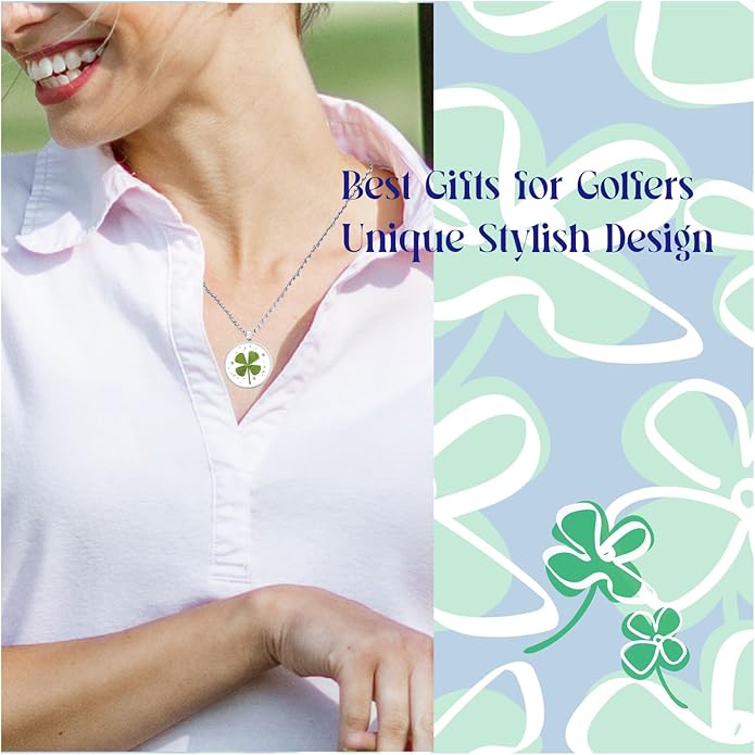 Golf Ball Marker necklace with ball marker, handmade pressed flower golf marker,Gifts Accessories Women Golfers