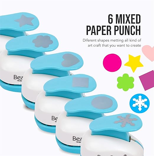 BearBoss 6 Craft Hole Punch Shapes 1 Inch Paper Punches - Image 3