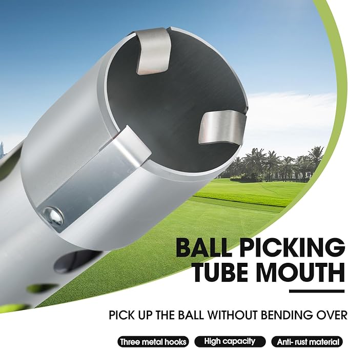 THE GOLFER STORE Golf Ball Shag Tube Professional Golf Ball Picker Upper Aluminum Golf Ball Retriever Collector Practice Pick-up Sucker Tool