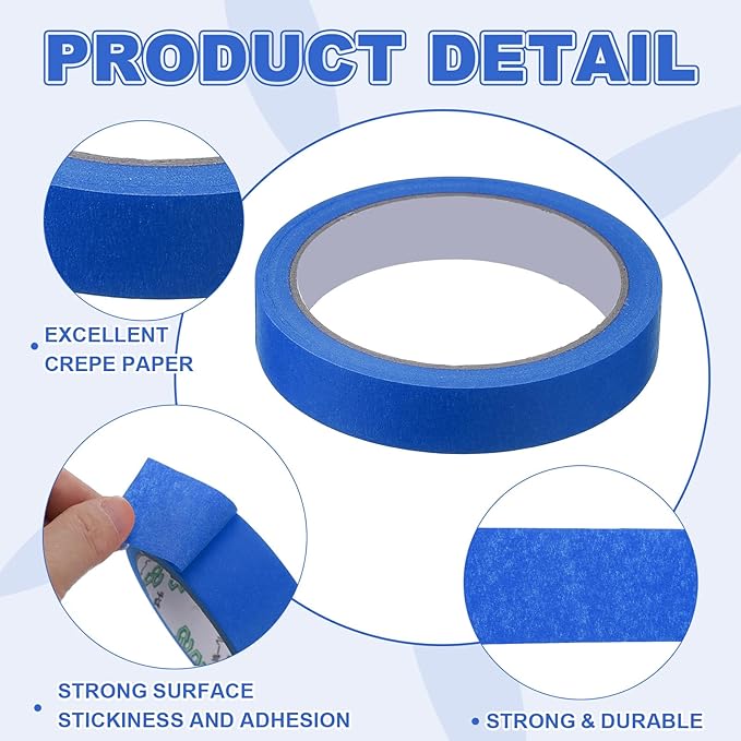 MECCANIXITY Masking Tape 0.7 Inch x 21 Yard Painter's Tape Blue Paint Tapes - Image 3