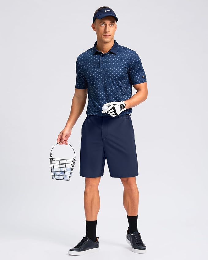 Pudolla Men's Casual Shorts 7"/9"/5" Lightweight Golf Shorts with 3 Pockets Stretch Quick Dry Comfy Work Shorts