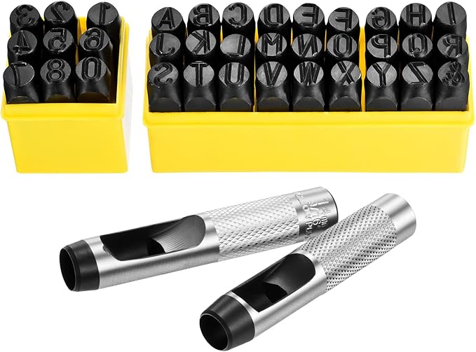 WorkBless 36PCS Metal Stamping Kit, 1/2" Steel Number and Letter Punch Set by WorkBless