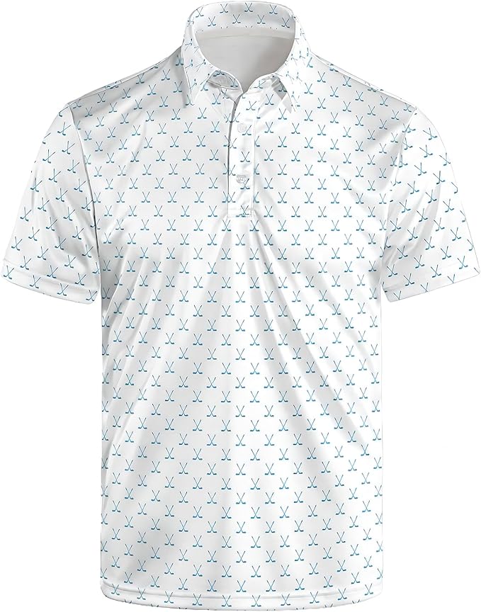 Golf Polo Shirts for Men Funny Print Short Sleeve Golf Shirts Performance Golf Polos