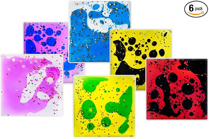 Squishy Liquid Sensory Tiles for Kids – 6" Soft Colorful Tactile Play Pads by Unknown
