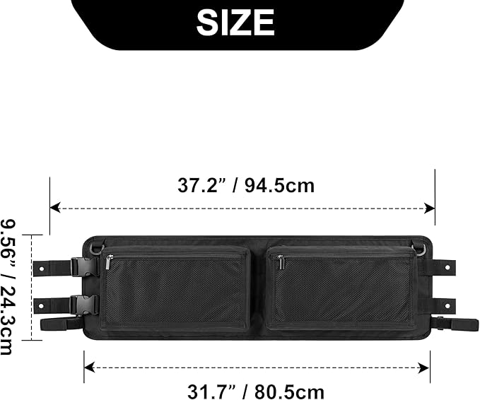 PGmoon Golf Cart Ceiling Storage Bag, Golf Cart Overhead Organizer Bag Compatible with Club Car Precedent,Tempo, Onward, Black